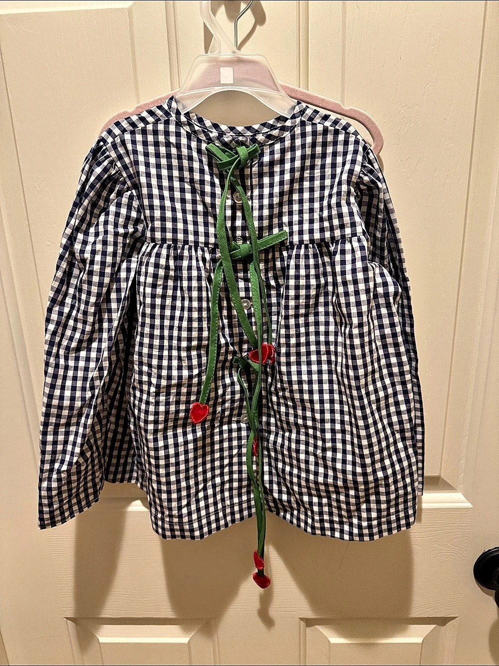 bella bliss Girls Gingham Blouse Blue & White Size 4 NWT